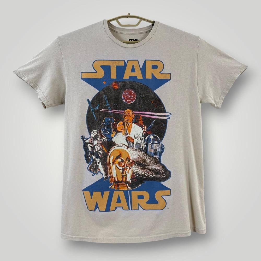 Star Wars A New Hope Movie Poster Graphic Tee Mens M Gray Mad Engine